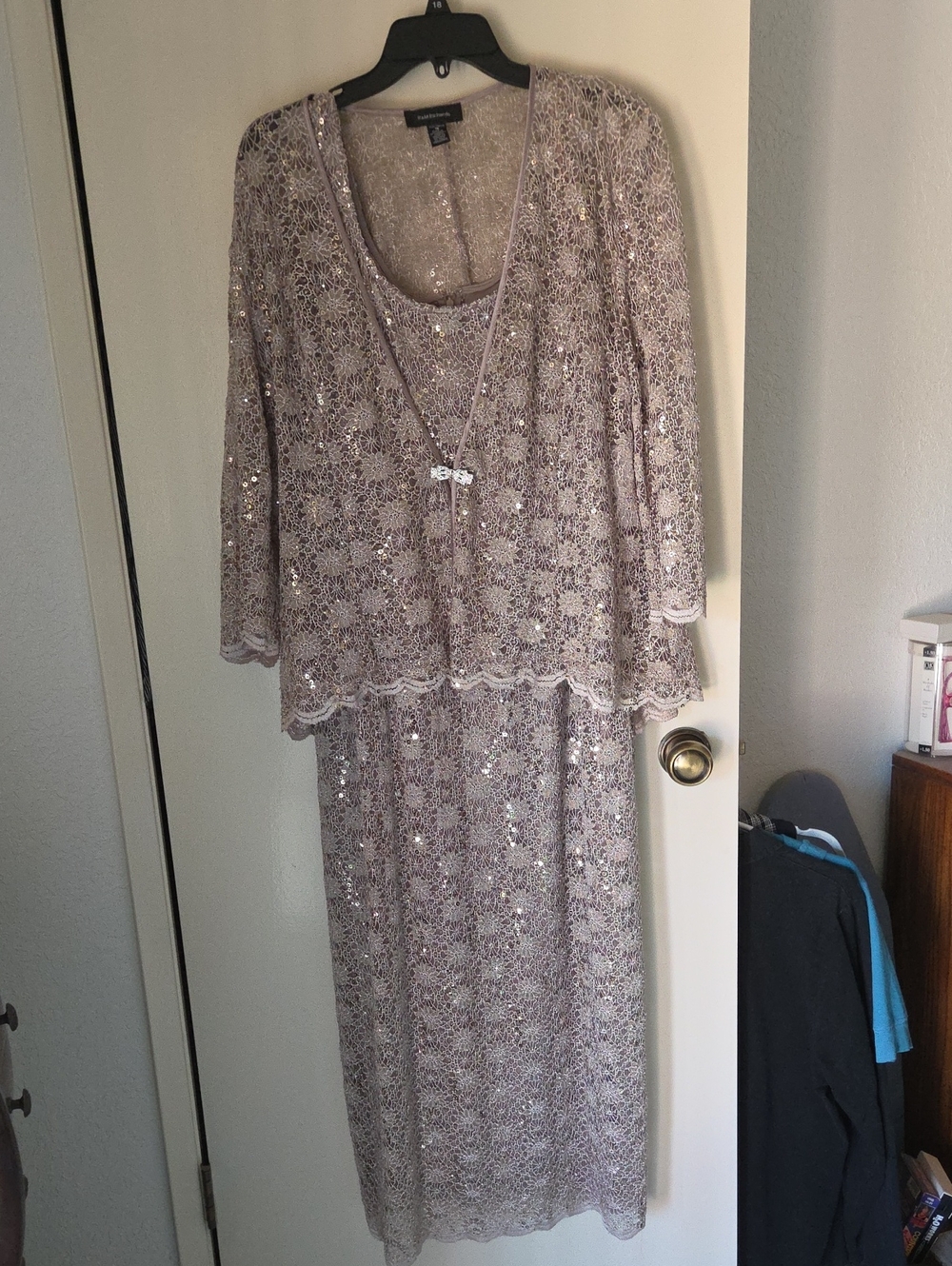 Alex Evenings Sequin Lace Maxi Dress with Jacket